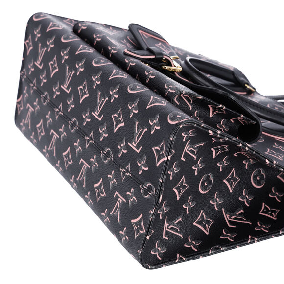 Louis Vuitton Onthego MM Monogram Tote Bag M46154 Noir Monogram Watercolor Pink - Picture 3 of 14